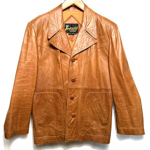 Vintage Imperial Leather Jacket Men's 42 Retro 1970s Caramel Color Buttery Soft